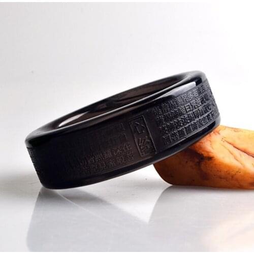 Natural ice obsidian heart sutra bracelet ice obsidian sand-blasting relief buddhist six word mantra bracelet