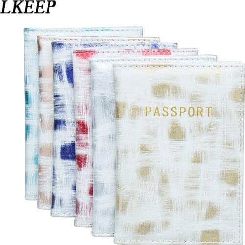 Durable Passport Wallet Passport Holder PU Leather Watercolor Doodle Passport Holder Travel Passport Cover For Women Men