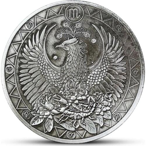 Drop Shiping 12 Constellation Scorpio Souvenir Coin Western Astrology Embossed Collectible Commemorative Coins Holiday Gifts