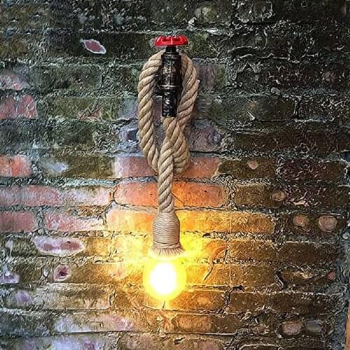 Adjustable Creative Wall Lamp Retro Iron Pipe Large Rope Wall Lamp Vintage Sconce Lights Home Lighting Fixtures Wall Lamps