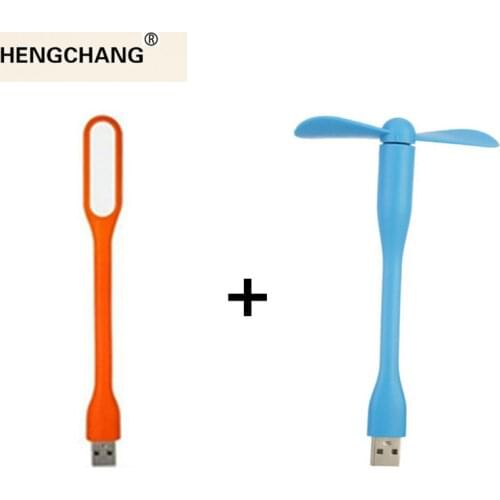 Creative USB Fan Flexible Portable Mini Fan and USB LED Light Lamp For Power Bank & Notebook & Computer Summer Gadget