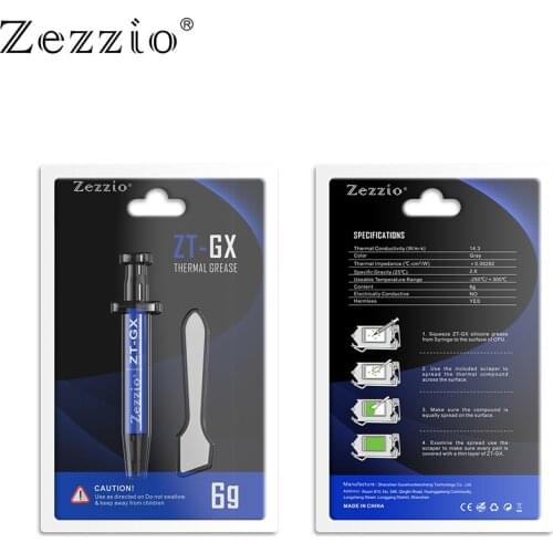 ZEZZIO ZT-GX 2g 6g Thermal Grease composite grease for CPU cooler GPU HeatSink 14.3W/m.k Conductivity silicone grease