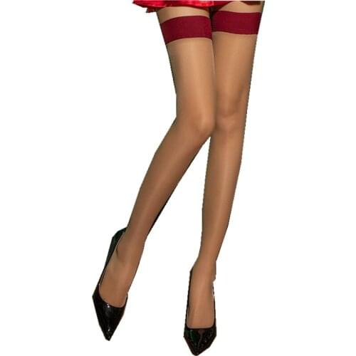 Womens sexy solid color stockings thigh high socks heel back seam stockings womens wide lace flower silicone cross bandage sto