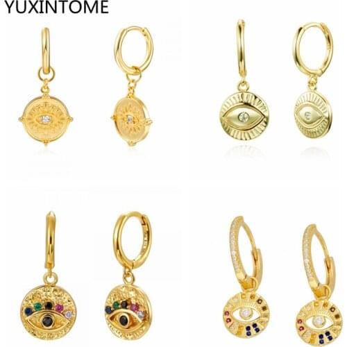 Evil Eye Hoop Earrings 925 Sterling Silver Ear Buckle Charm Crystal Eye Hanging Earrings Prevent Allergy Earrings For Women