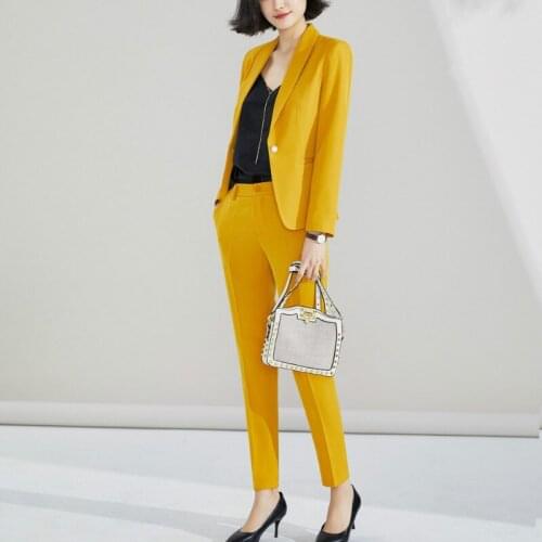 Womens suit 2019 autumn new casual career West slim body slim pants two sets of temperament large size womens clothing