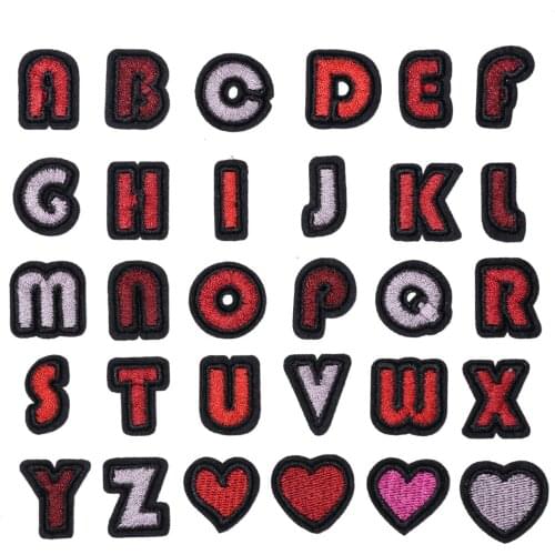 1pc New English Alphabet Pure Red 26 Mixed Embroidery Patch DIY Decorative Clothing Applique Delicate Embroidery Letter Stickers