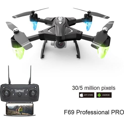 2.4G Drone Remote Control with 1080P HD Wide Angle Camera Helicopter F69 WiFi FPV RC Quadcopter Foldable Gift Toys for Children