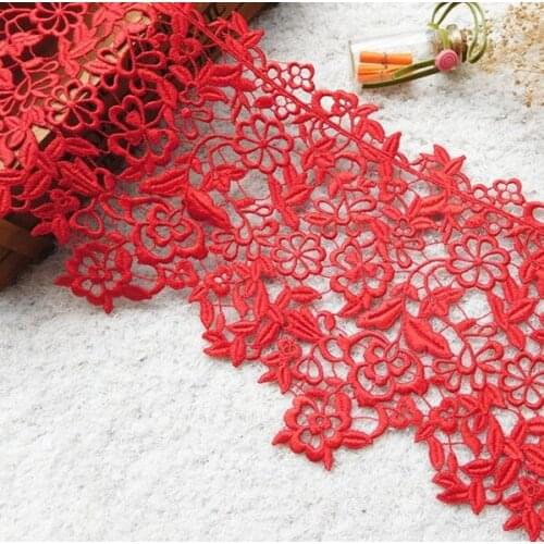 2 Meters Hot Red Beautiful Lace Trims African Women DIY Clothing Lace Fabric Free Shipping