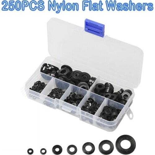 250 Nylon Flat Washer Set W/ Box Black Plumbing Seal Buffer Packer Tap Bath Sink O Ring Washer For Home Decor Accessories