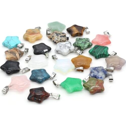 Natural Stone Pendant Rose Quartzs Unakite Pentagram Shape Pendants For Making DIY Jewelry Necklace Size 20x20mm