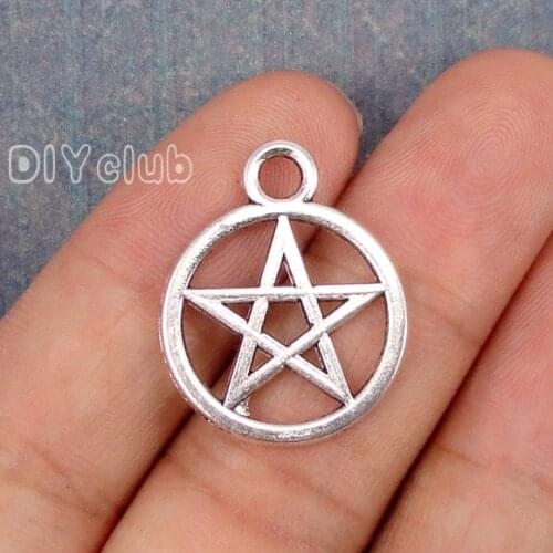 40pcs-Supernatural Pentagram Charms, Antique Tibetan Silver Pentagram charm pendants,Pentacle, Star 26x21mm