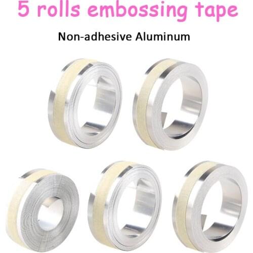 5Rolls 31000 Non-Adhesive Aluminum Tapes Compatible for DYMO Embossing Label Maker Tapewriter M1011 12mm*4.8m 3D Embossing Tape