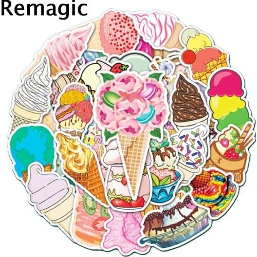 50pcs Ice cream graffiti Cartoon scrapbooking Stickers pack Waterproof Skateboard Suitcase Guitar Graffiti decals pasters Kid
