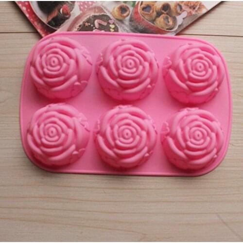 6 lattices cute rose cake pudding molds silicone molds handmade DIY soap moulds Free Shipping LX1899