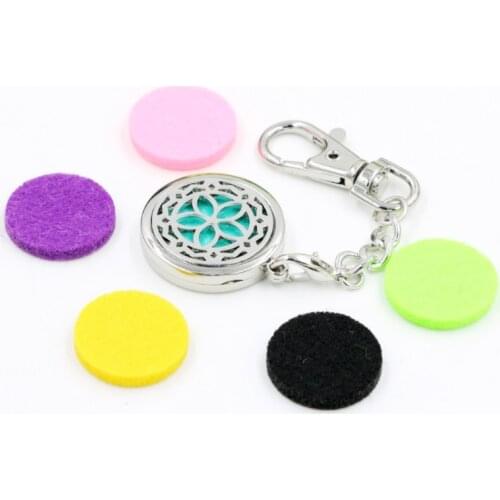 30mm Essential Oil Perfume Locket Keyring Lobster Clasp Aromatherapy Diffuser Locket Keychain For Women Jewelry Making