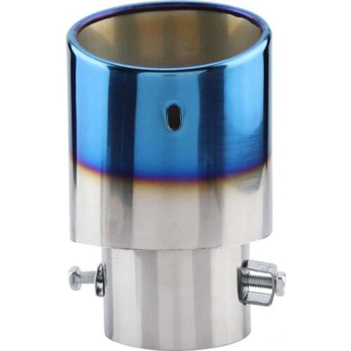 Car Chrome Blue Stainless Steel Universal Car Straight Exhaust Pipe Rear Muffler Tip Tail Throat Auto accessories