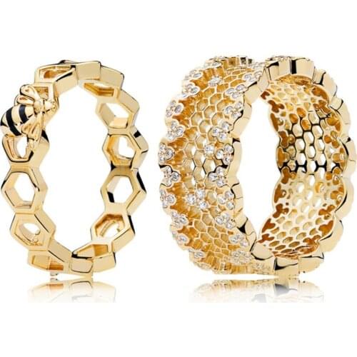 BaoFu New 925 Sterling Silver Ring Bee Series Honeycomb Hollow Women Wedding Ring Gift High Jewelry