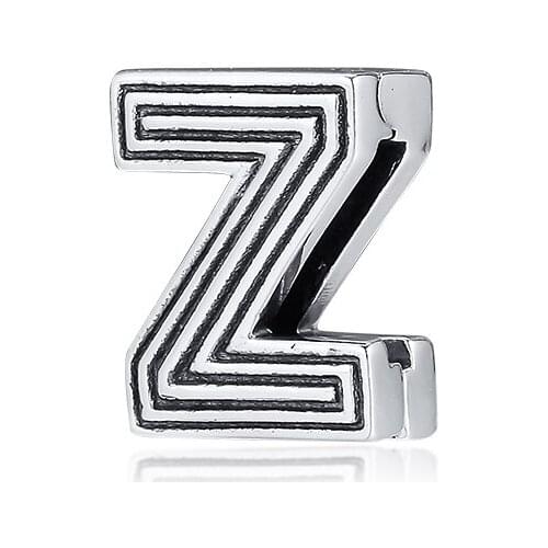CKK Silver 925 Jewelry Letter Z Clip Charm Fits Original Reflexions Bracelets Sterling Silver Beads