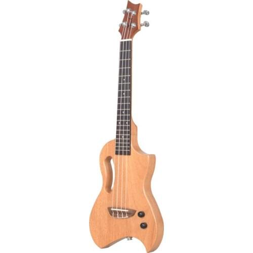 23 Inches Electric Ukulele Wood 4 Strings Silent Mute Ukulele With Carrying Bag
