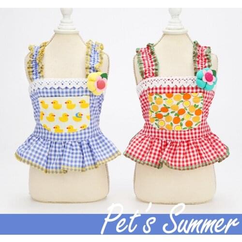 Designer Dog Clothes Dress for Small Dogs Clothing Summer Plaid Skirt for Chihuahua Pomeranian York Pug Puppy Dresses Pet Vest