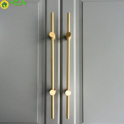 Long Brass Furniture Handles Kitchen Cupboard Cabinet Pulls Wardrobe Drawer Door Knob Gold