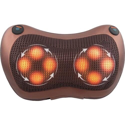 Electric Massage Pillow Shoulder Back Heating Kneading Infrared Heat Therapy Shiatsu Neck Massager Cushion Car Home Relaxation