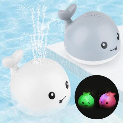 Electric Cartoon Whale Flashing Ball Water Squirting Sprinkler Baby Bath Toy Automatic Squirting Water Baby Bath Toy