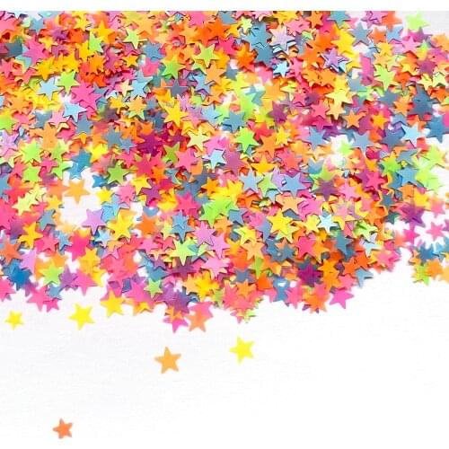 1 Pack Fluorescence 3D Star Shape Nail Art Glitter Flakes Mixed Color Manicure Nail Art Decorations Paillette Flakes Slices