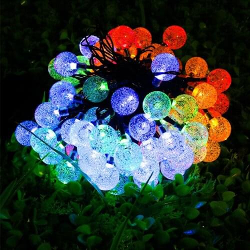 Solar LED String Light 20/30/50LED Crystal Ball Fairy Lights String Garlands Outdoor Garden Decoration for Christmas Holidays