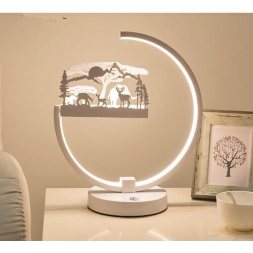 Nordic Creative Study Table Lamp Circular Multiple Patterns Book Light for Living Room Study Office Bedside Bed Lamp Moon Lights