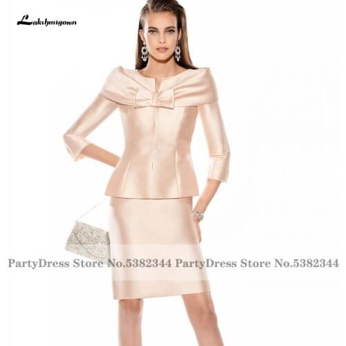 Lakshmigown Simple Chanpagne Satin Mother of the Bridal Dress 2021 Robe de Mariage Short Cocktail Party Dress