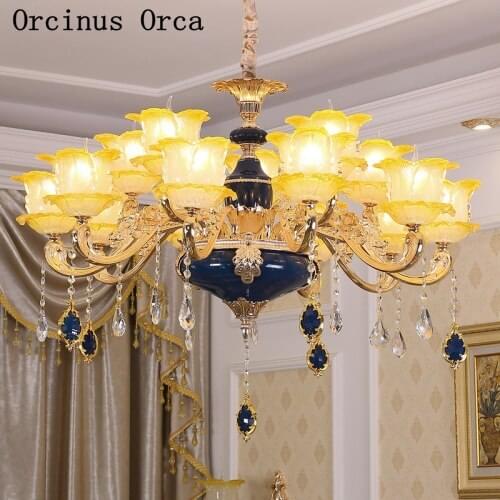 Simple modern atmosphere crystal chandelier living room European luxury duplex building villa lobby alloy Chandelier