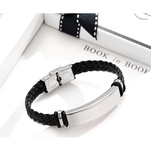 2019 Fashion Handmade Woven Leather Bracelet Bangle Charm Stainless Steel Accessories Jewelry Women Men Magnet Clasp Bracelet
