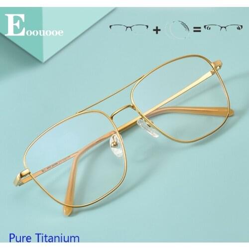 Pure Titanium Men Progressive Glasses Men Myopia Prescription Eyeglasses Male Optical Multifocal Spectacle Clear