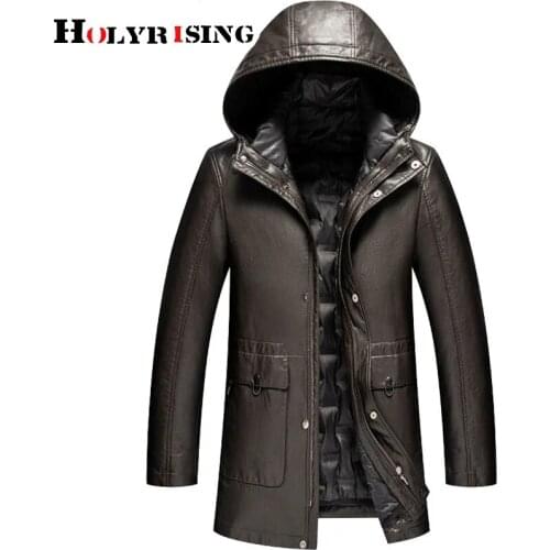 Sheep leather men down jackets pockets sheep skin hooded jaqueta masculina breath windproof male business warm outwear 19768