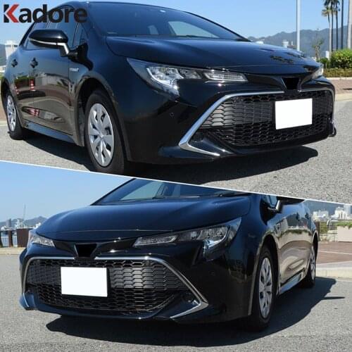 For Toyota Corolla Hatchback 2019 2020 Chrome Front Grille Grill Cover Trim Molding Racing Trims Strip Car Styling Accessories
