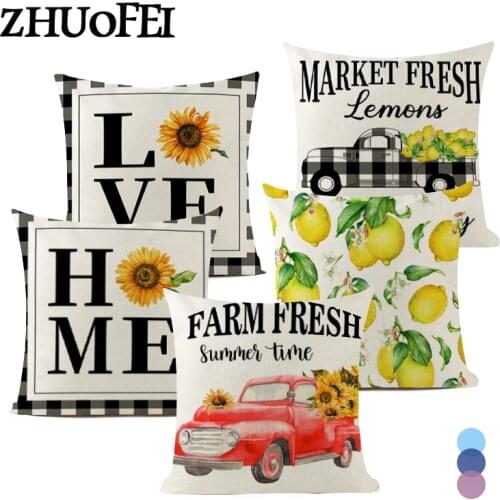 Red Truck Sunflower Printed Pillow Case Seat Chair Car Wedding Decor Cushion Covers 45x45cm Home Decorative Pillow Cover C0010