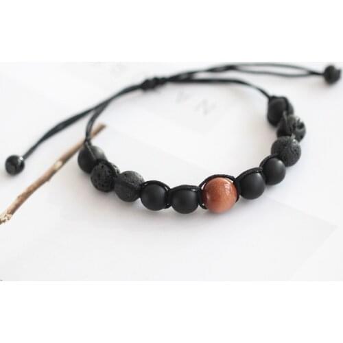 New Arrivel Sandstone Bracelets for Women Man Black Rope Bracelet Couple Birthday Gift Handmade Natural Stone Jewelry 2020