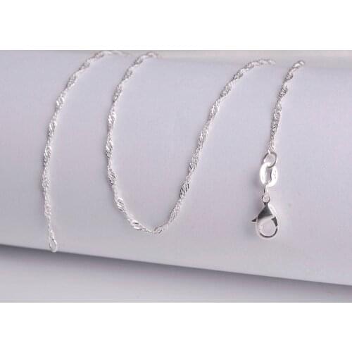 Wholesale 5pcs/lot Fashion Silver Necklaces Chain,1.6mm 925 Jewelry Silver Plated Water Wave Chain Necklace 20",Pick Length