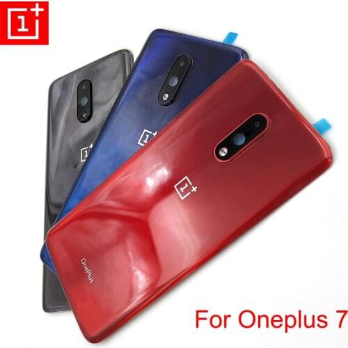 Original Oneplus 7 Glass Back Battery Cover Rear Door Housing Case For One Plus 1+ 7 Panel Shell With Camera Lens Frame + Logo