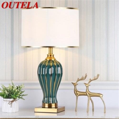 OUTELA Ceramic Desk Lamp Dimmer LED Contemporary Luxury Table Light For Home Living Room