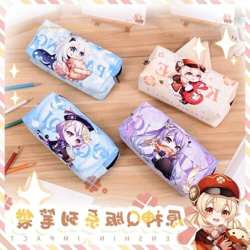 Game Genshin Impact Diluc Klee Venti Paimon Stationery Pencil Box Student Pen Bag Pencil Case High Capacity Storage Bag Cosplay