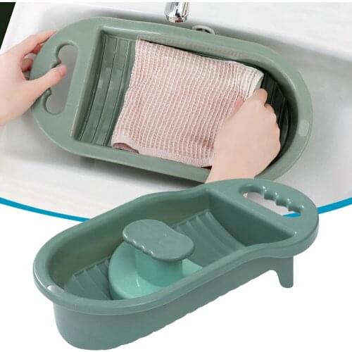 Plastic Thicken Washboard with Soap Holder Box Antislip Laundry Accessories Tools Portable Clothes Washing Board For Bathroom