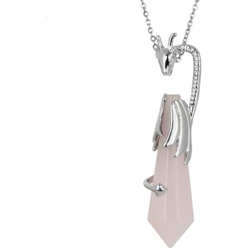 TUMBEELLUWA Silver Color Pterosaur Inlay Faceted Amethyst Crystal Charms Pendant For Women Men Jewelry Making