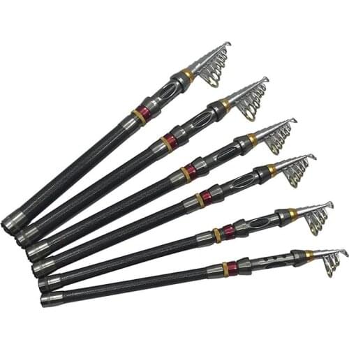 Portable Carbon Fiber Telescopic Fishing Rod Spinning Pole Hand Fishing Tackle Sea Ocean Rod 1.8M 2.1M 2.4M 2.7M 3.0M 3.6M