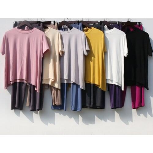 Net Red Casual Suit Female Spring Summer Home Clothes Short Sleeve Two-Piece Set Loose Modal Cotton Pajamas Women Pijama Mujer