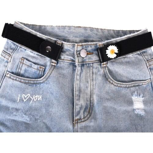 Fashion Elastic Easy Belt Without Buckle Ladies Jeans Belts for Women Stretch Flower Cinturon Mujer Invisible Extensible Riem