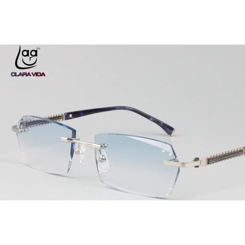 Luxury PRIVATE Custom Manual Pure Titanium Frame Diamond Cut High-elastic Tinted Lenses Mens Prescription Glasses Photochromic