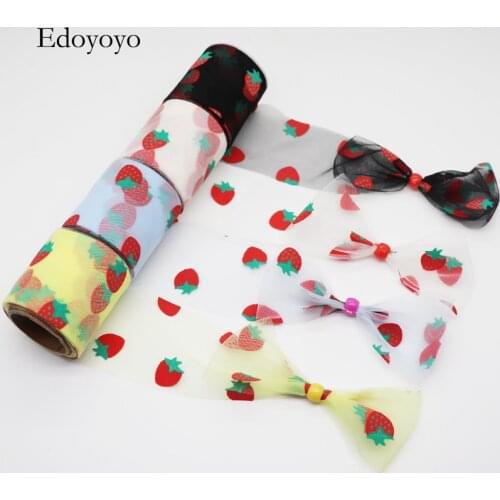 10Yards/roll 6CM Width Strawberry Tulle Roll Organza Baby Shower Party Supplies DIY Hair Bows Handmade Materials Y2020082402