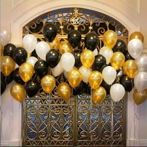 20 50Pcs 10Inch 1.5g Black Gold White Pearly Latex Helium Balloon for Birthday Wedding Valentines Day Party Decoration Balloons